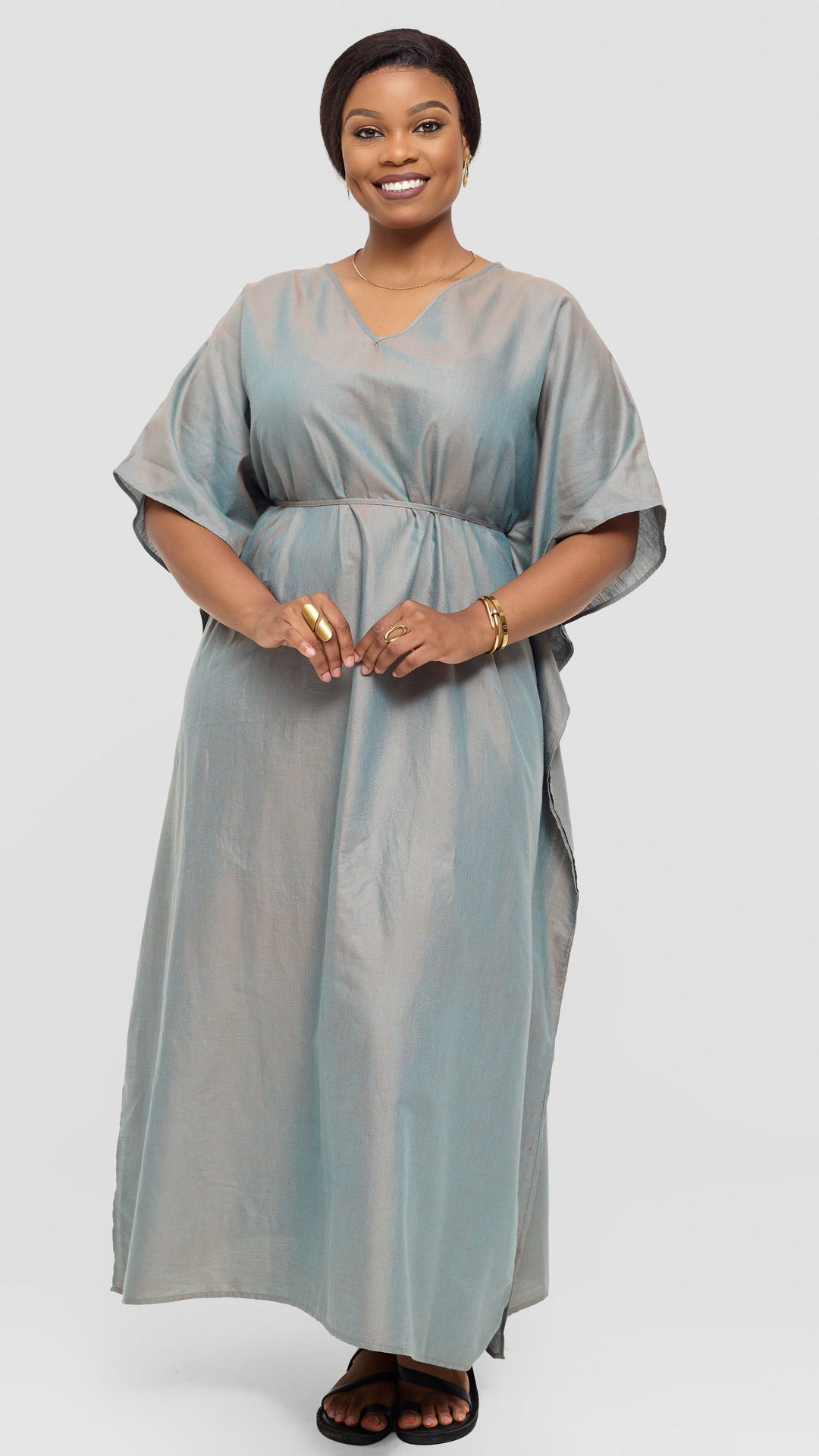 Safari by Vivo Wide Kaftan in Cotton - Turquoise Blue