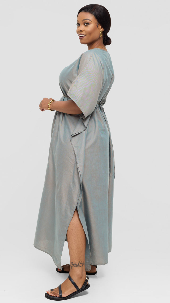 Safari by Vivo Wide Kaftan in Cotton - Turquoise Blue