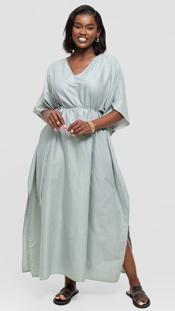 Safari by Vivo Wide Kaftan in Cotton - Dusty Green