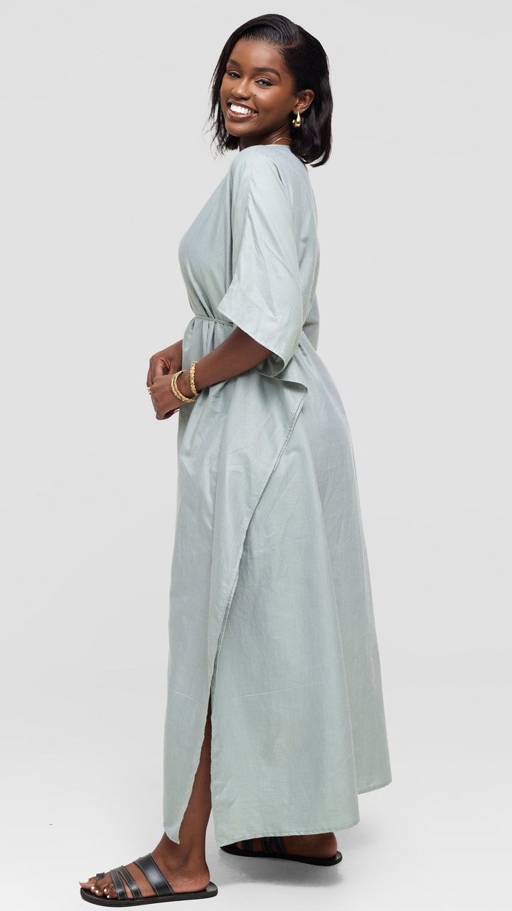 Safari by Vivo Wide Kaftan in Cotton - Dusty Green