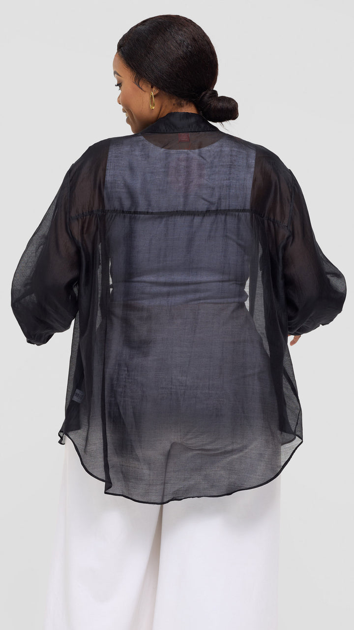 Vivo Drop Shoulder Shirt in Organza - Black