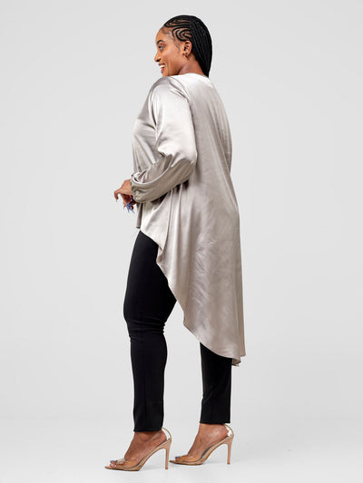 Vivo Basic Nalia Satin High Low Top - Dust Grey