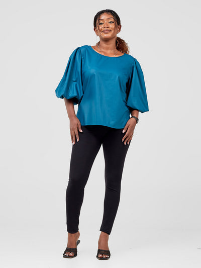 Safari by Vivo Nimali Bubble Sleeve Top - Teal