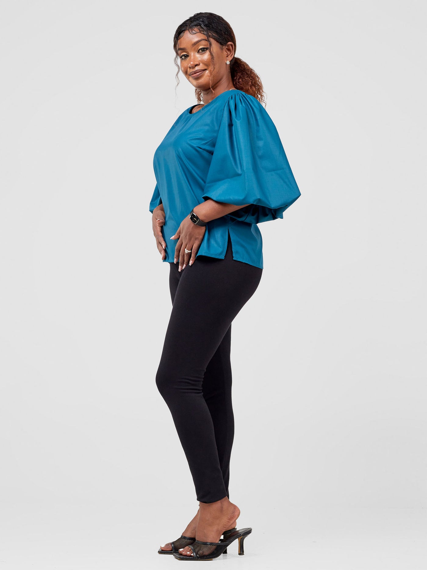 Safari by Vivo Nimali Bubble Sleeve Top - Teal