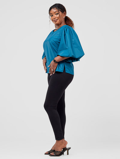 Safari by Vivo Nimali Bubble Sleeve Top - Teal