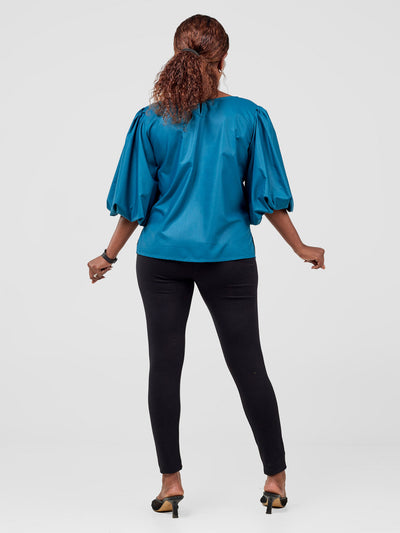 Safari by Vivo Nimali Bubble Sleeve Top - Teal