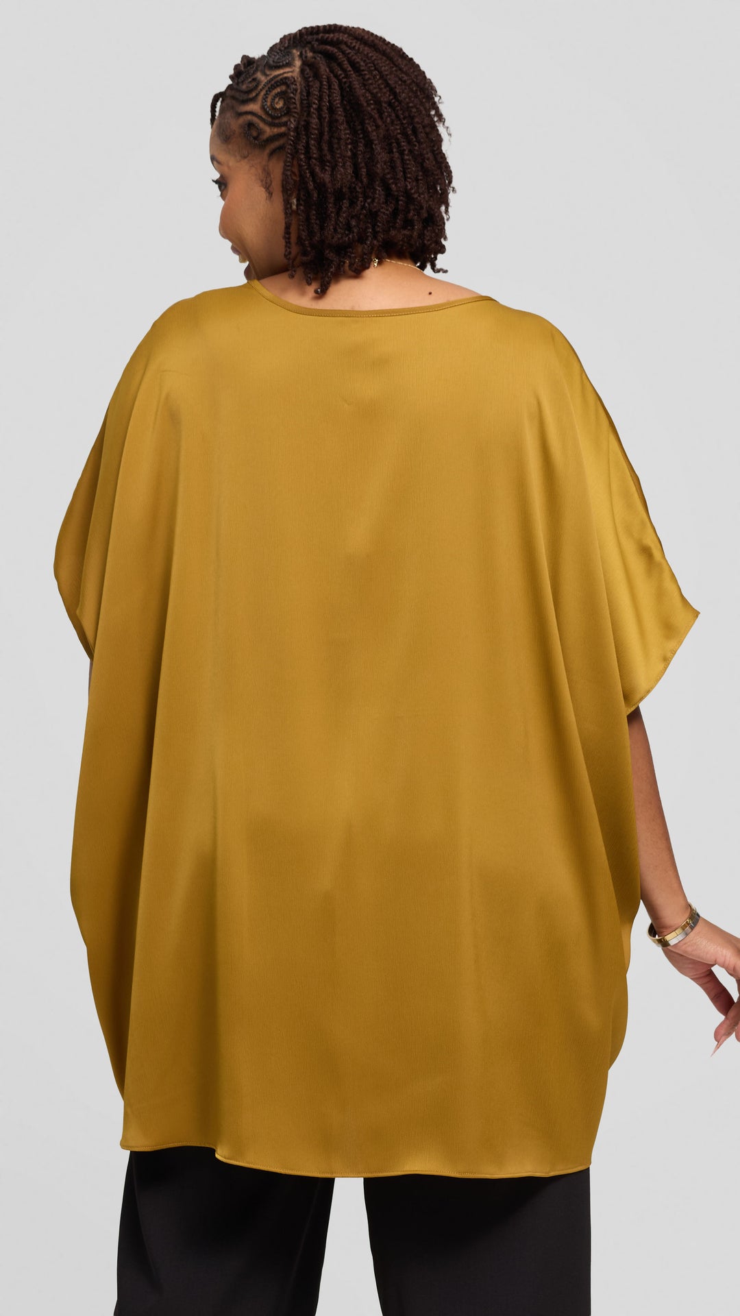 Vivo Ruched Maxi Top in Textured Satin - Dark Olive