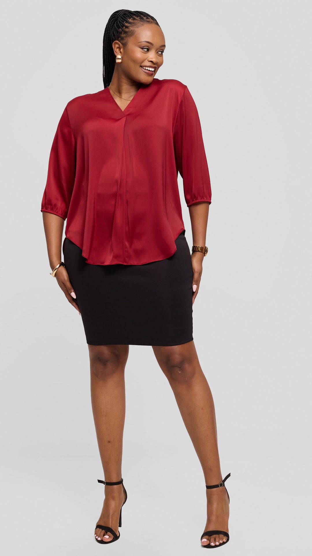 Vivo Dua Shirt In Satin - Dark Red