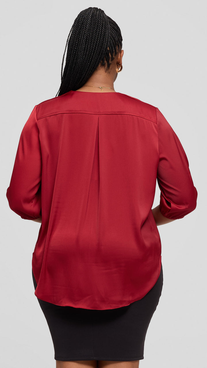 Vivo Dua Shirt In Satin - Dark Red