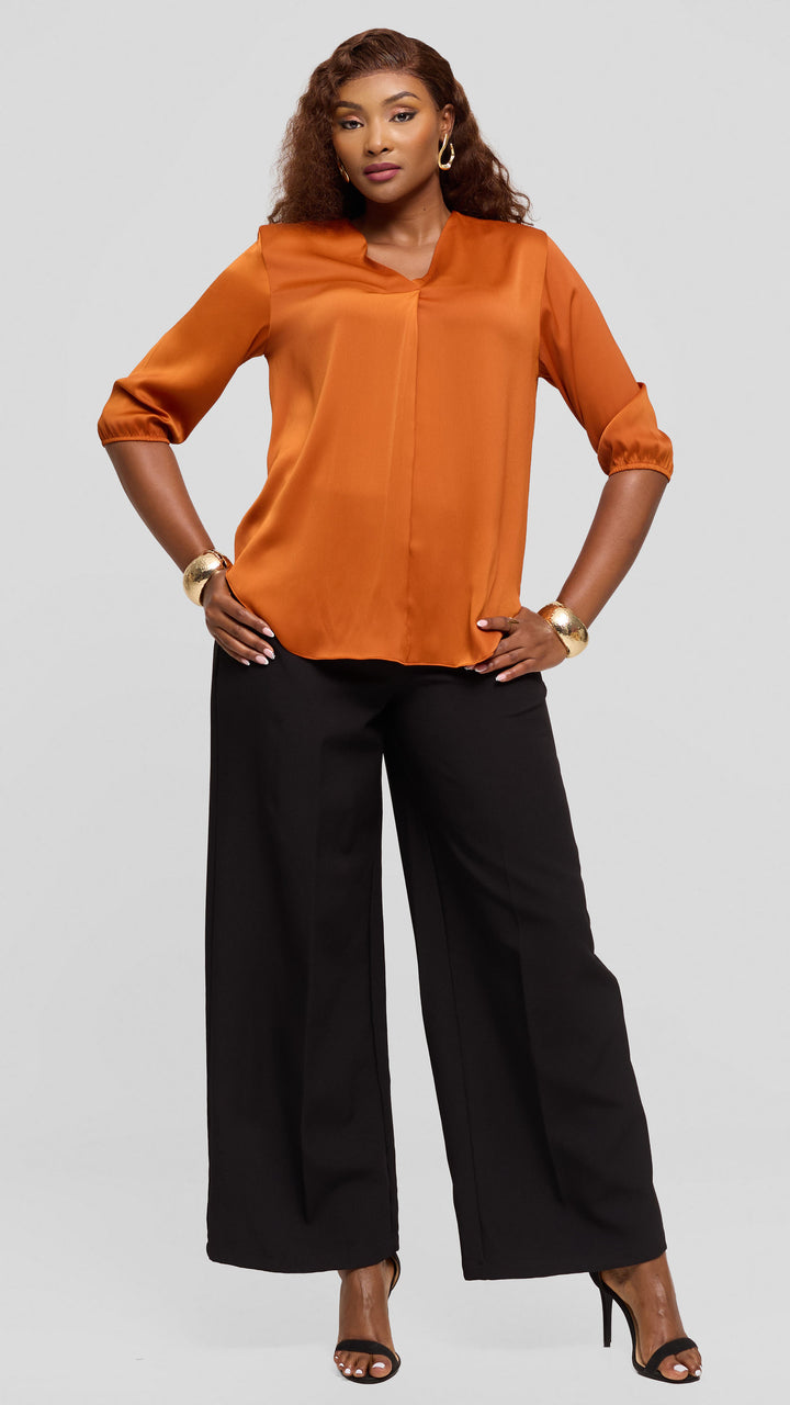 Vivo Dua Shirt In Satin - Rust
