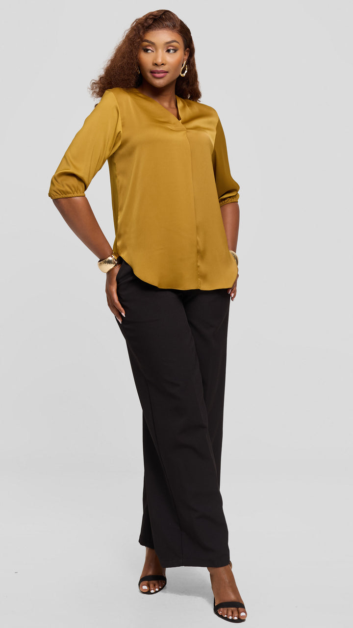 Vivo Dua Shirt In Satin - Dark Olive