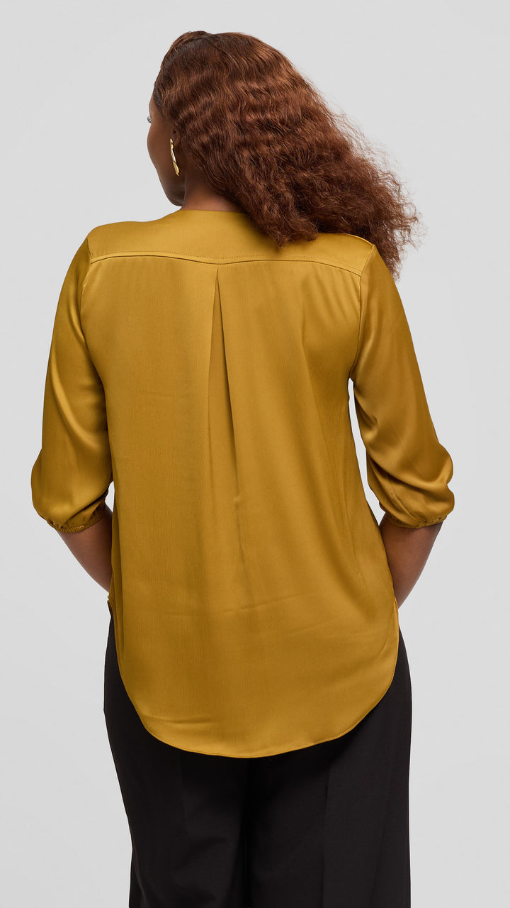 Vivo Dua Shirt In Satin - Dark Olive