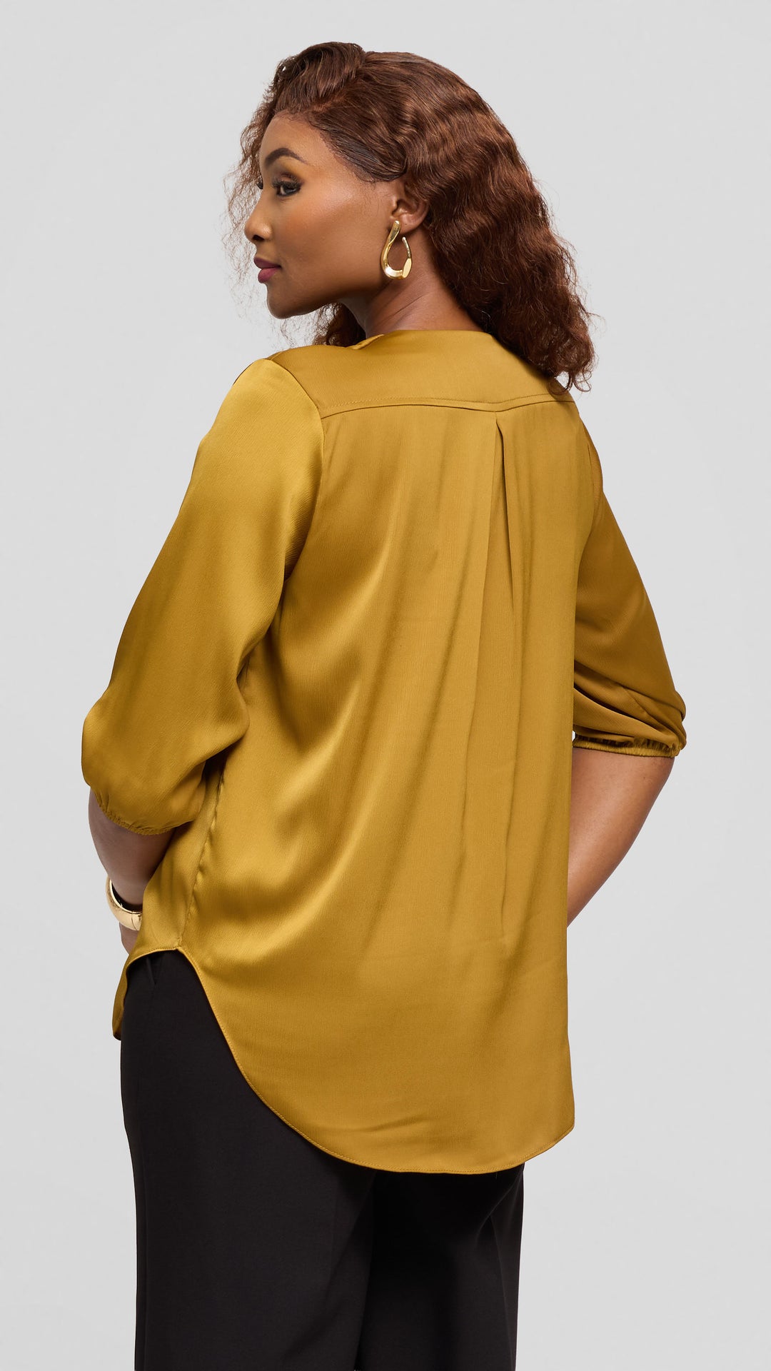 Vivo Dua Shirt In Satin - Dark Olive