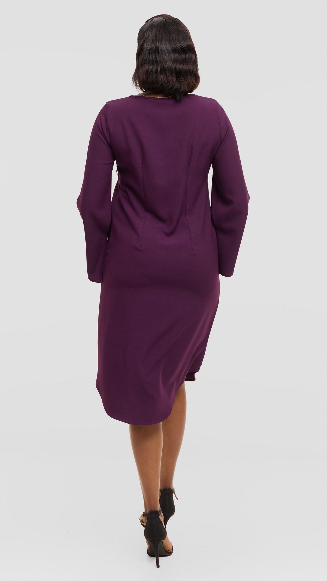 Vivo Jamila Slit Sleeve Dress in Crepe - Mulberry