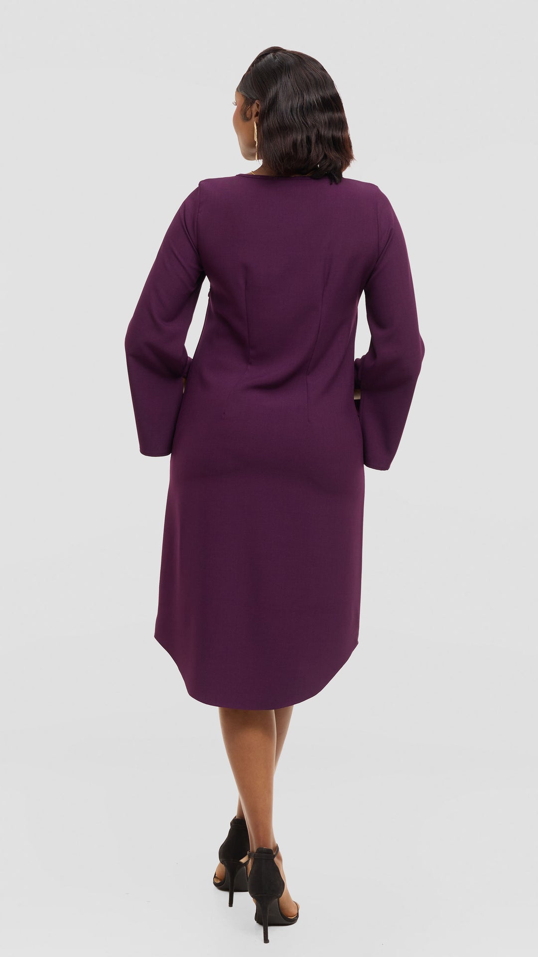 Vivo Jamila Slit Sleeve Dress in Crepe - Mulberry