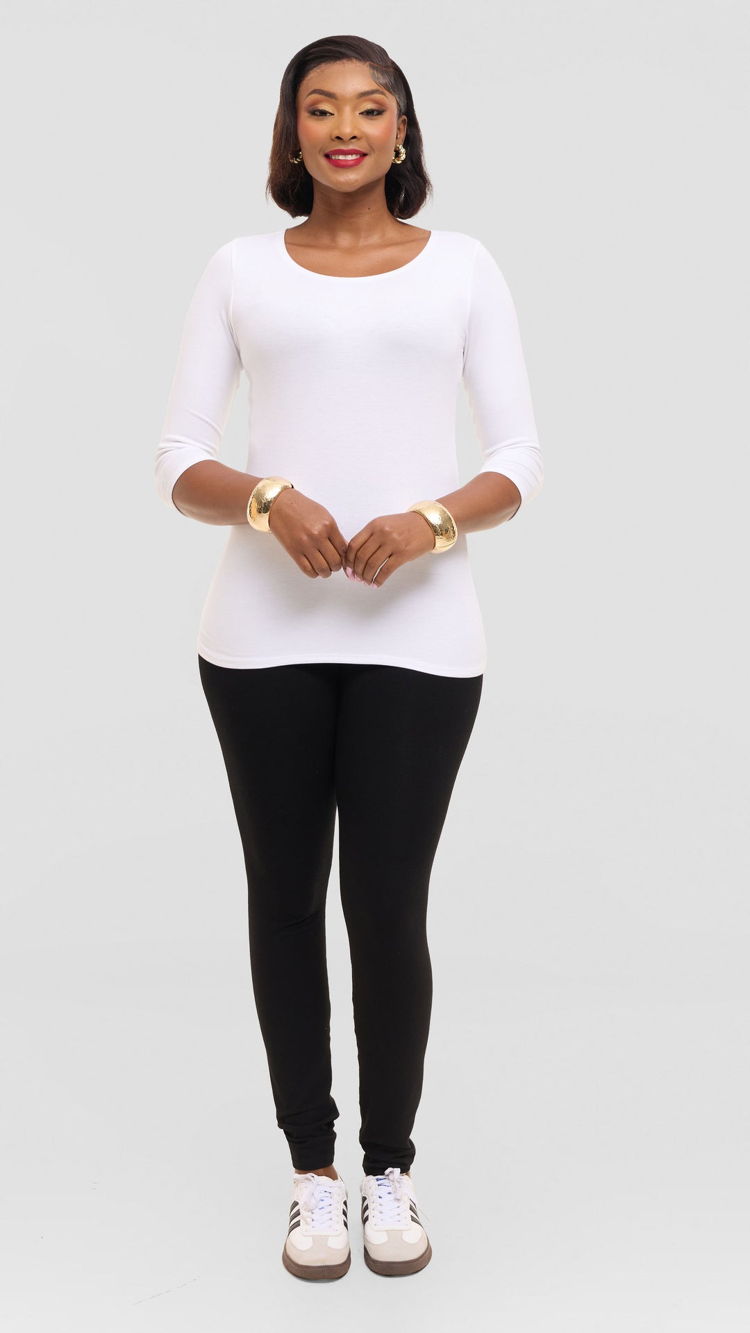 Vivo Scooped Neck Top in Jersey - White