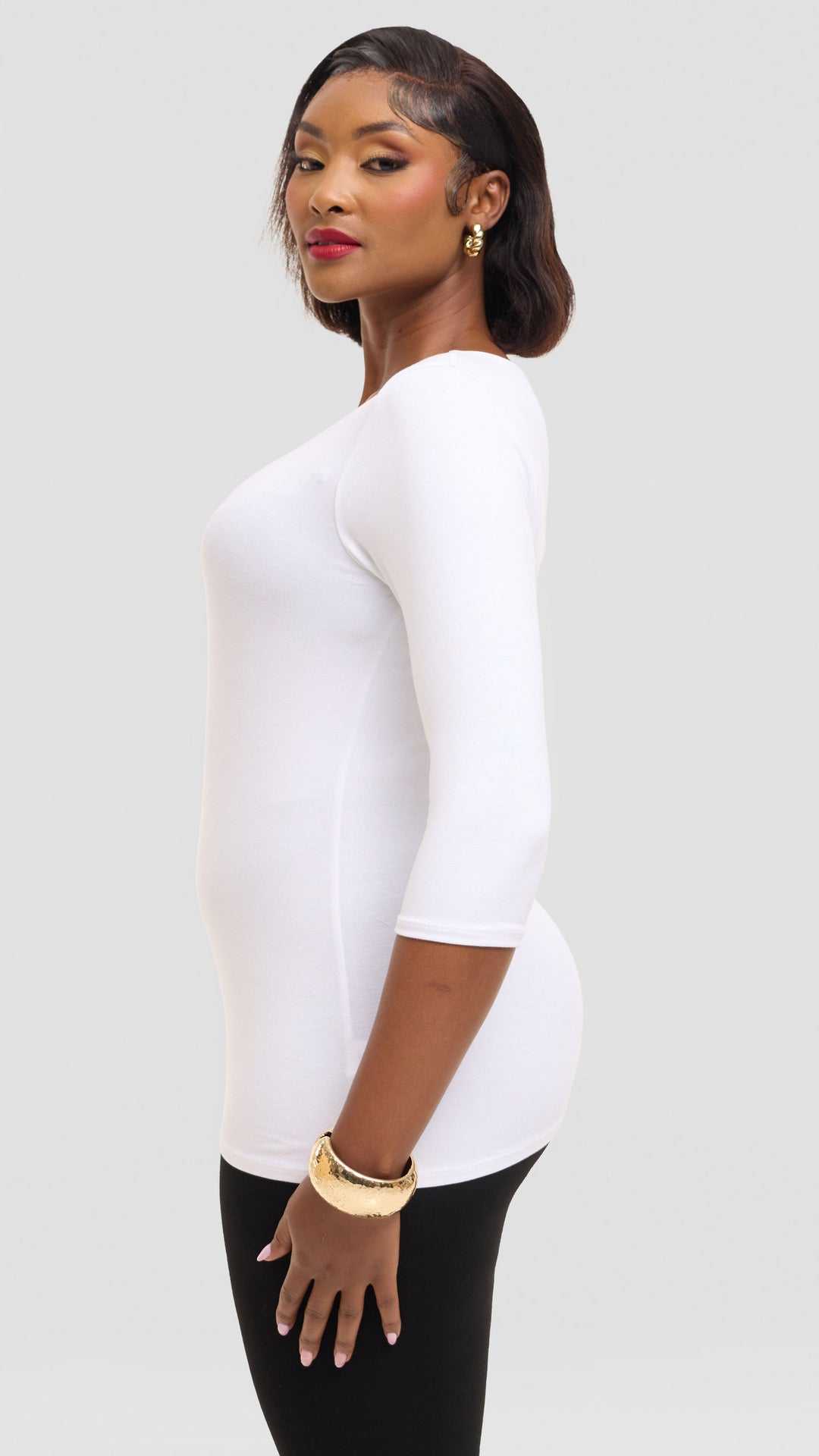 Vivo Scooped Neck Top in Jersey - White
