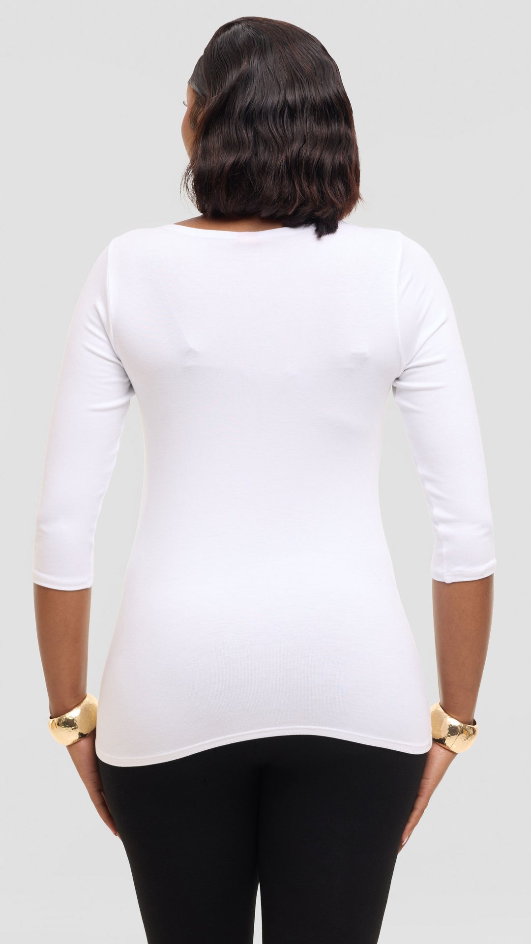 Vivo Scooped Neck Top in Jersey - White
