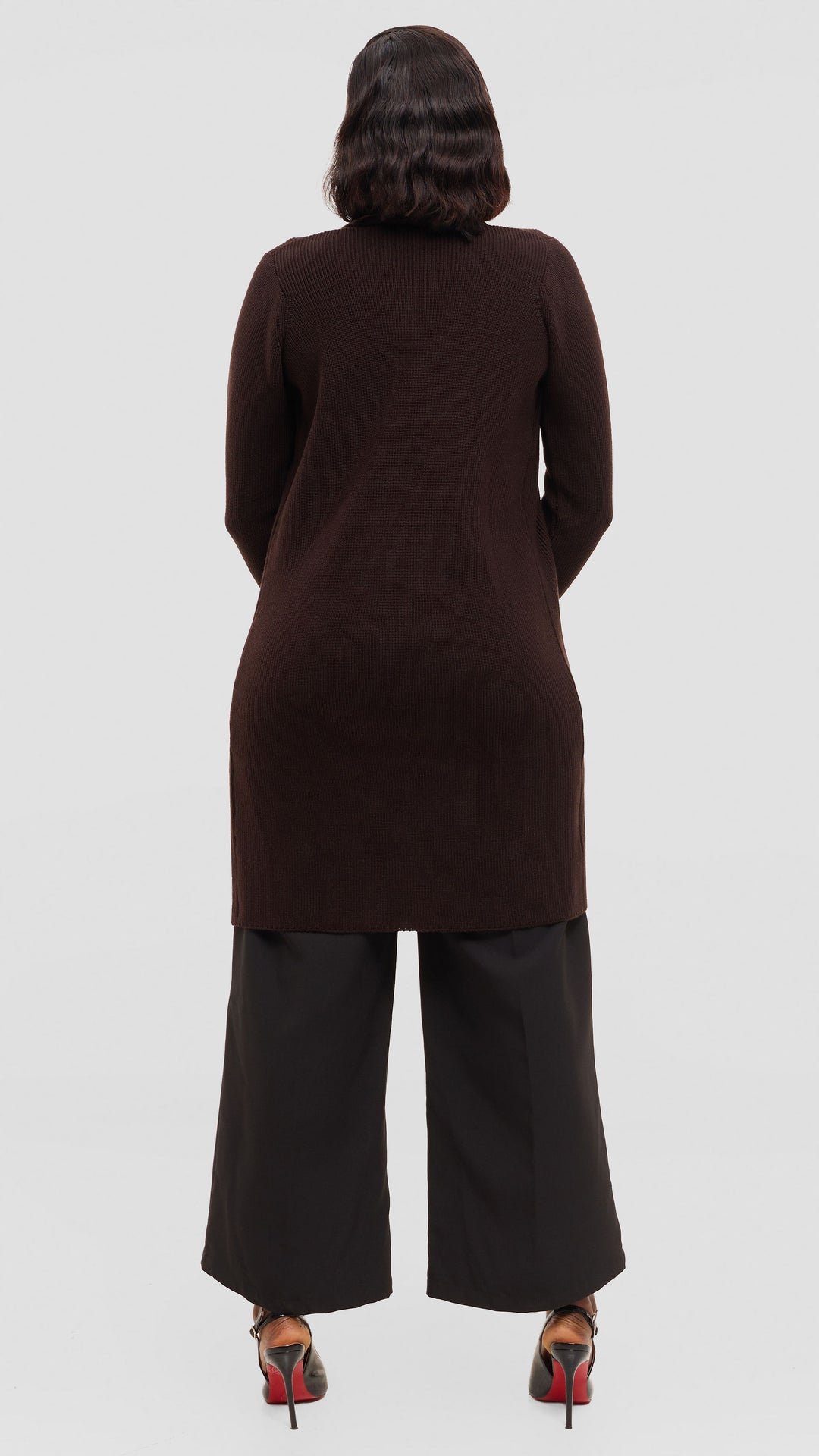 Vivo Long Sleeve Midi Waterfall - Chocolate Brown