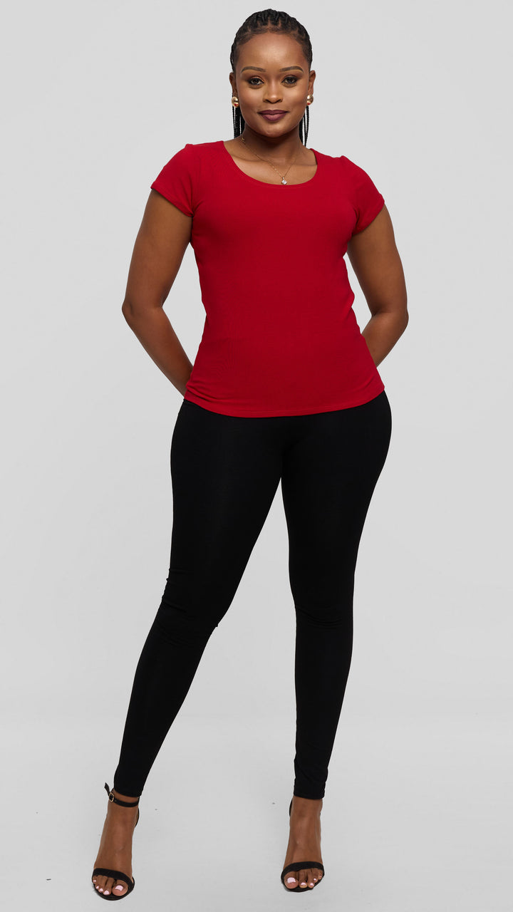 Vivo Everyday Cap Sleeve Top in Jersey - Light Red
