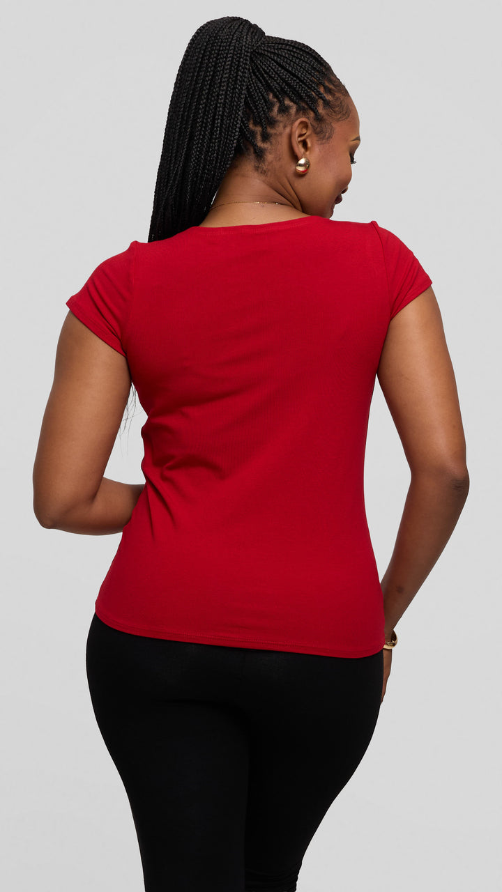 Vivo Everyday Cap Sleeve Top in Jersey - Light Red