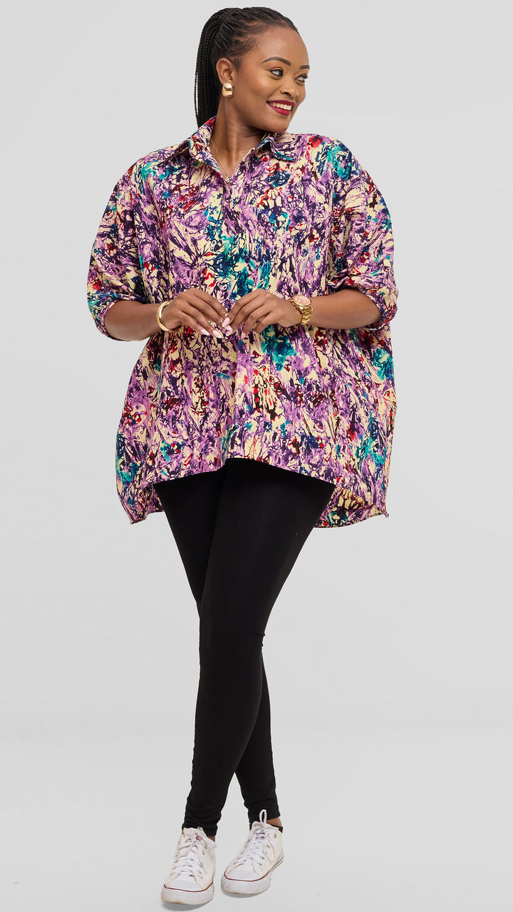 Safari by Vivo Tafari Highlow Top in Kitenge - Eleshe Print