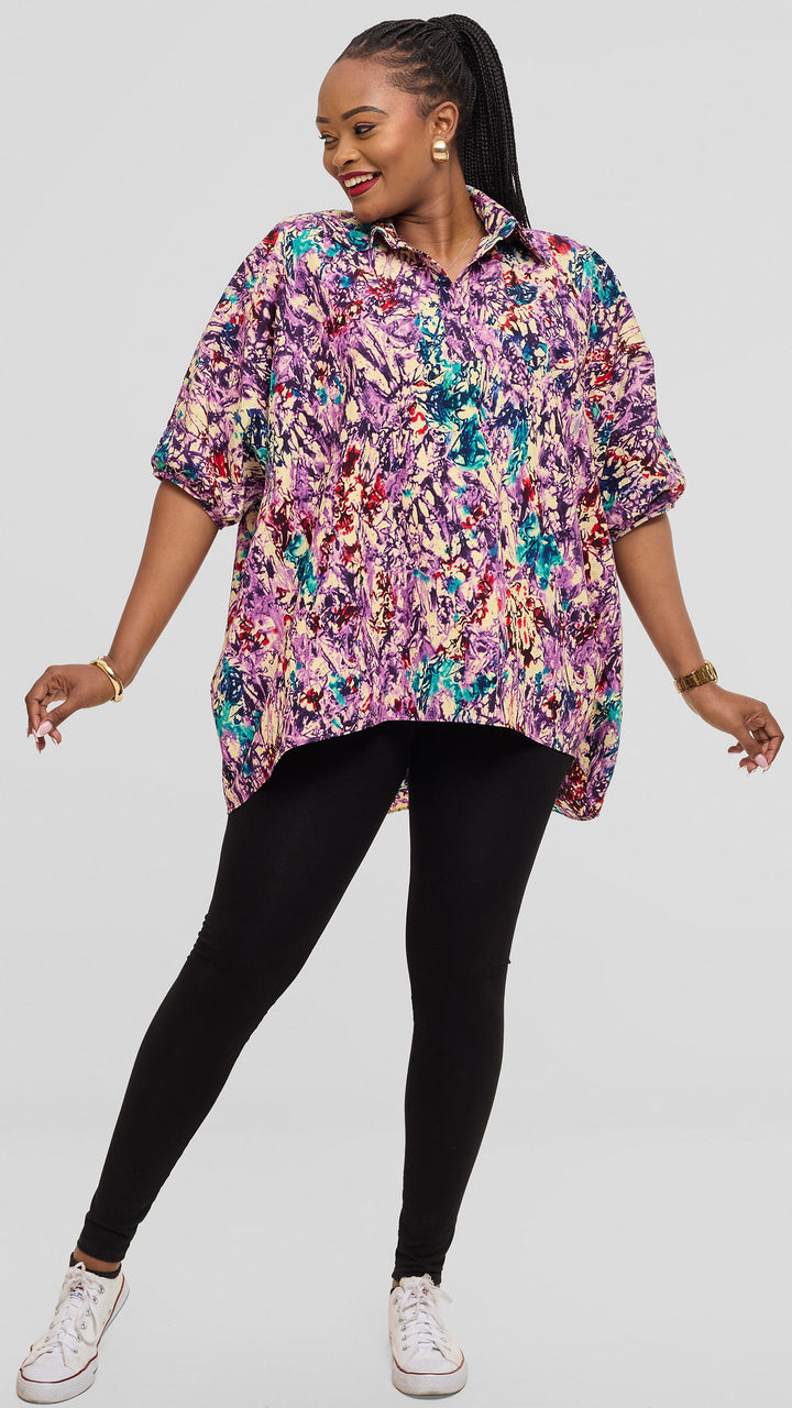 Safari by Vivo Tafari Highlow Top in Kitenge - Eleshe Print