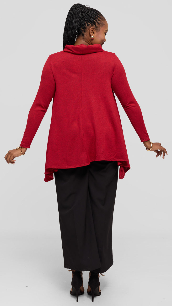 Vivo Basic Imelda Cowl Sweater - Red