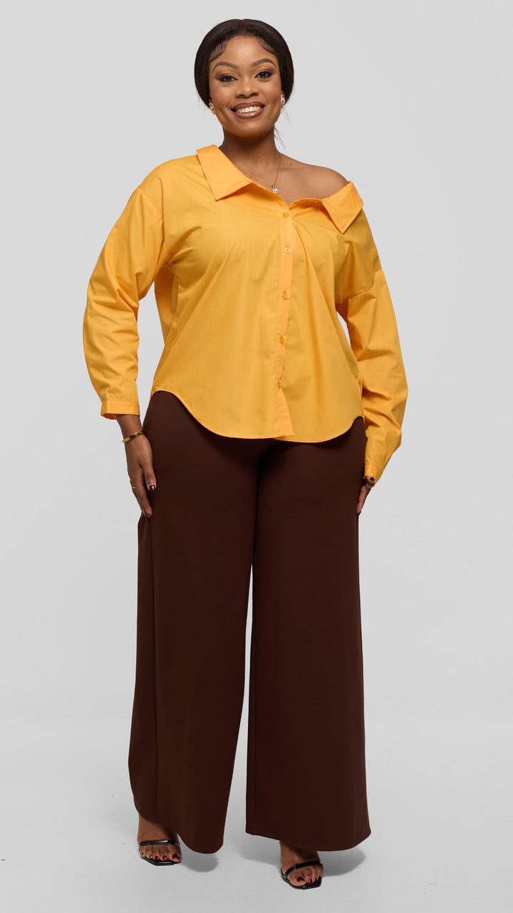 Vivo Drop Shoulder Top in Cotton - Mustard