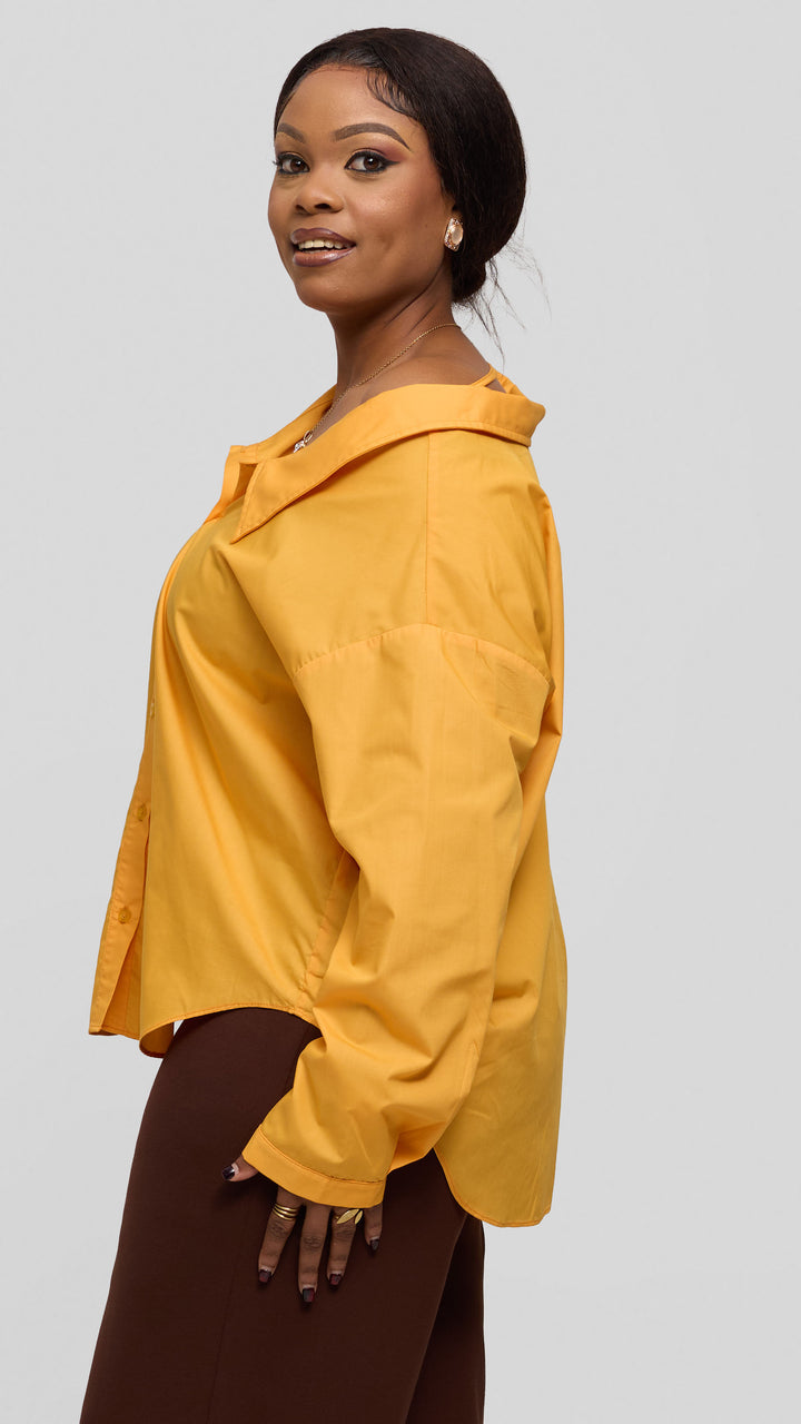 Vivo Drop Shoulder Top in Cotton - Mustard