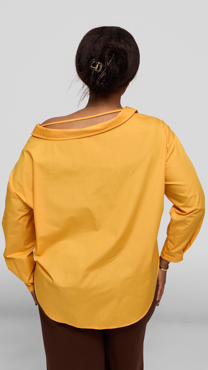 Vivo Drop Shoulder Top in Cotton - Mustard