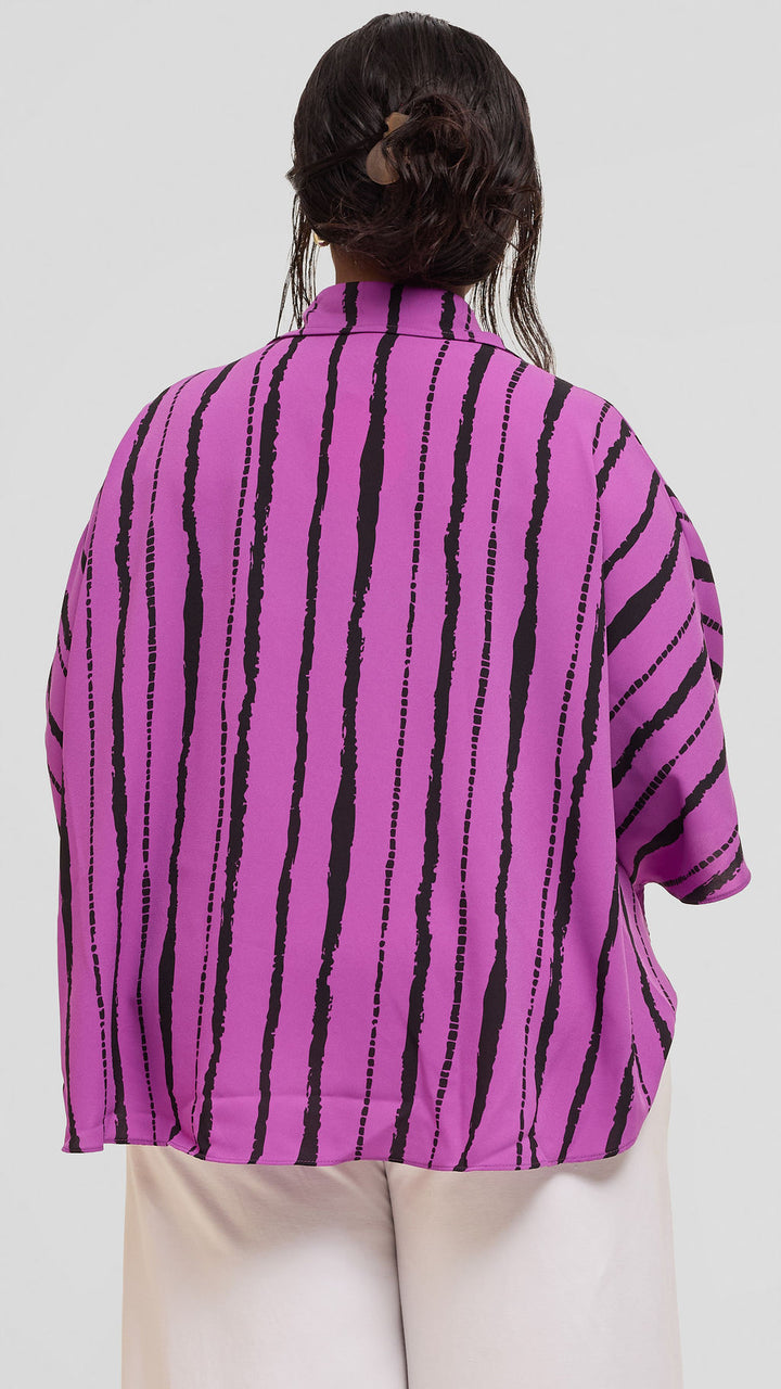 Vivo Iyana Cape Top in Chiffon - Purple / Black Bori Print