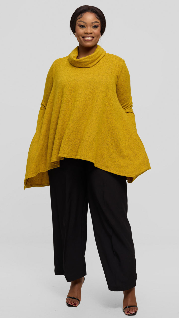 Vivo Basic Imelda Cowl Sweater - Mustard