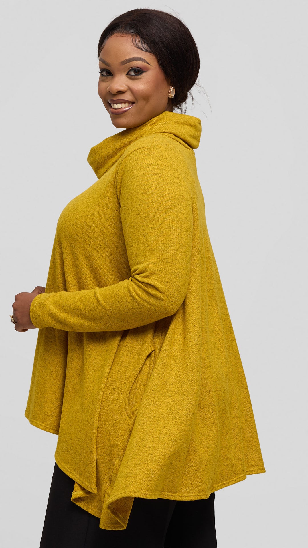 Vivo Basic Imelda Cowl Sweater - Mustard