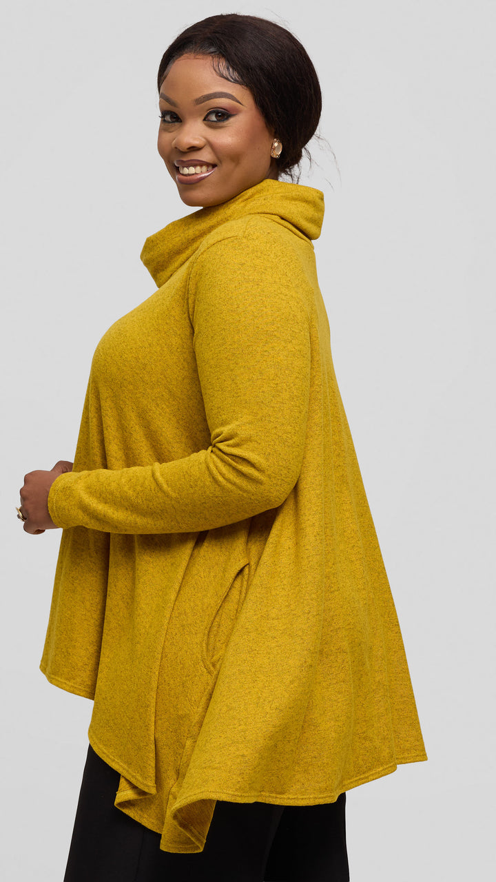 Vivo Basic Imelda Cowl Sweater - Mustard