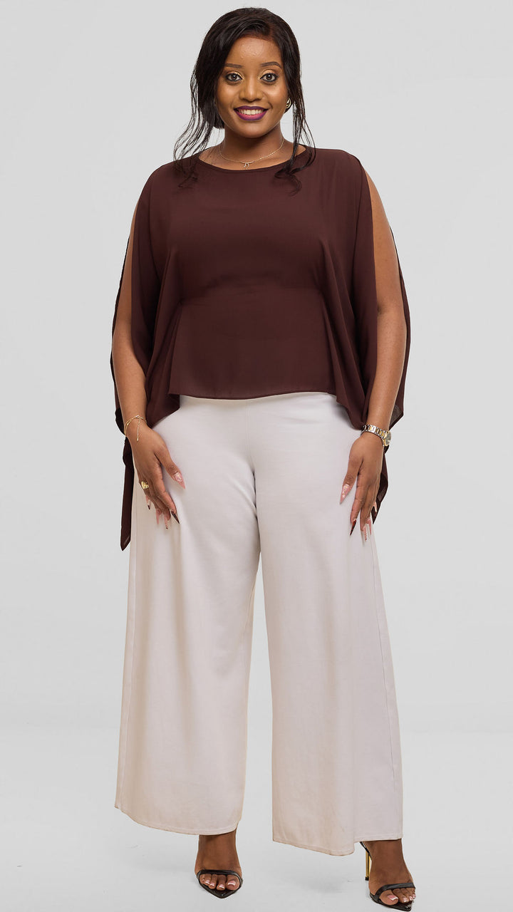 Vivo Wide Top in Chiffon - Chocolate