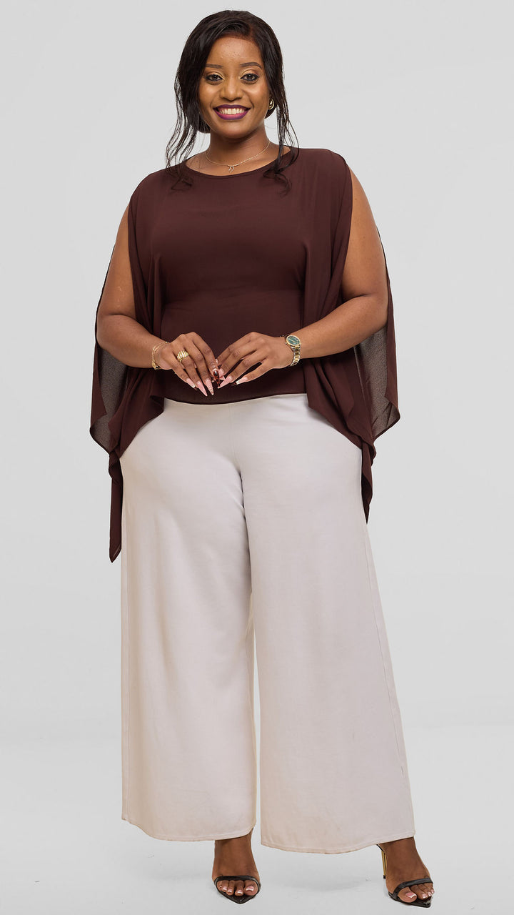 Vivo Wide Top in Chiffon - Chocolate