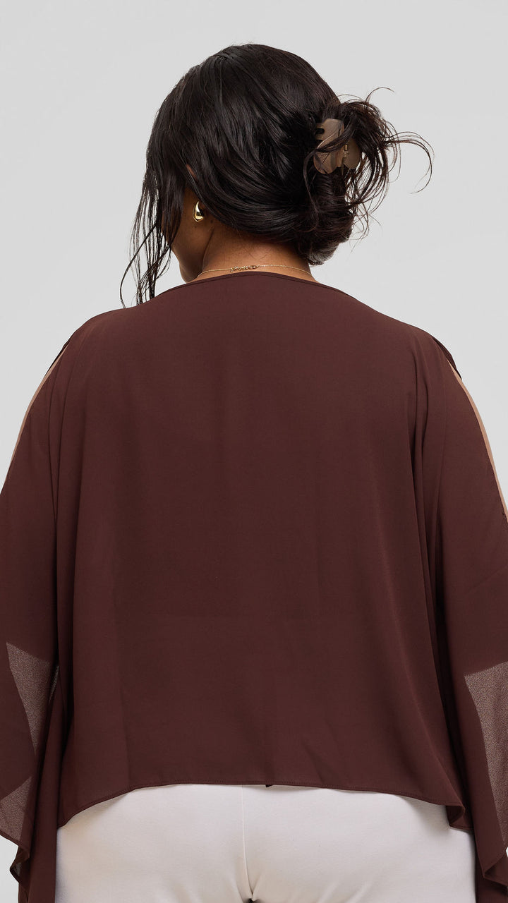 Vivo Wide Top in Chiffon - Chocolate