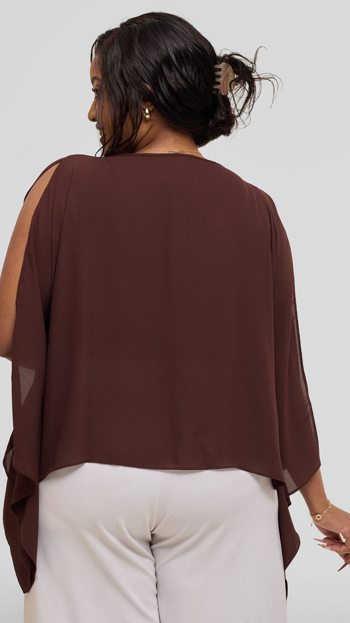 Vivo Wide Top in Chiffon - Chocolate