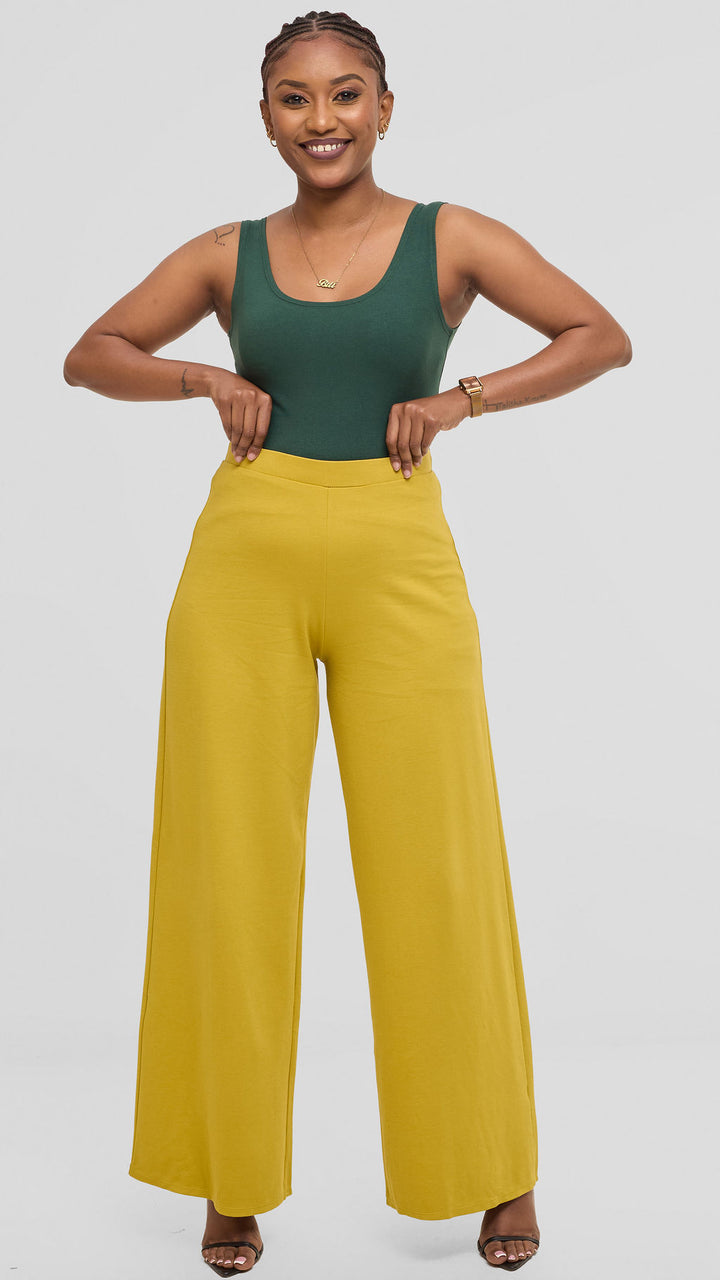 Vivo Aleri Wide Leg Pants in Ponte - Olive