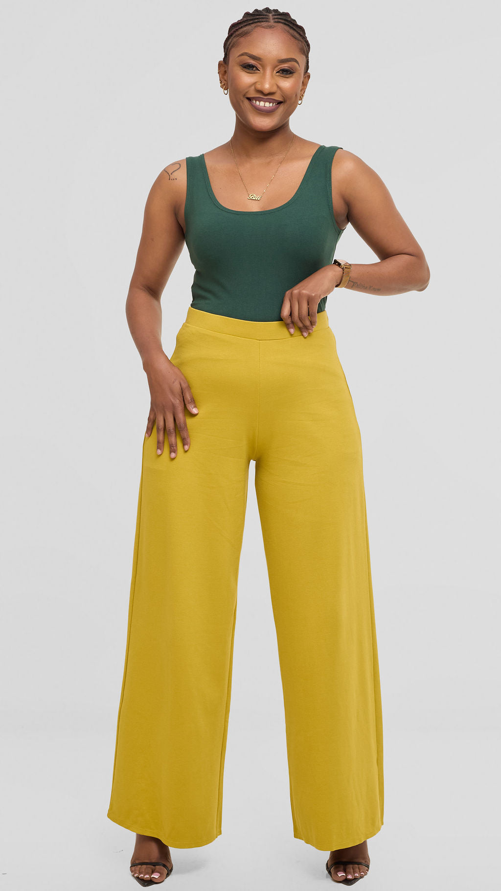 Vivo Aleri Wide Leg Pants in Ponte - Olive