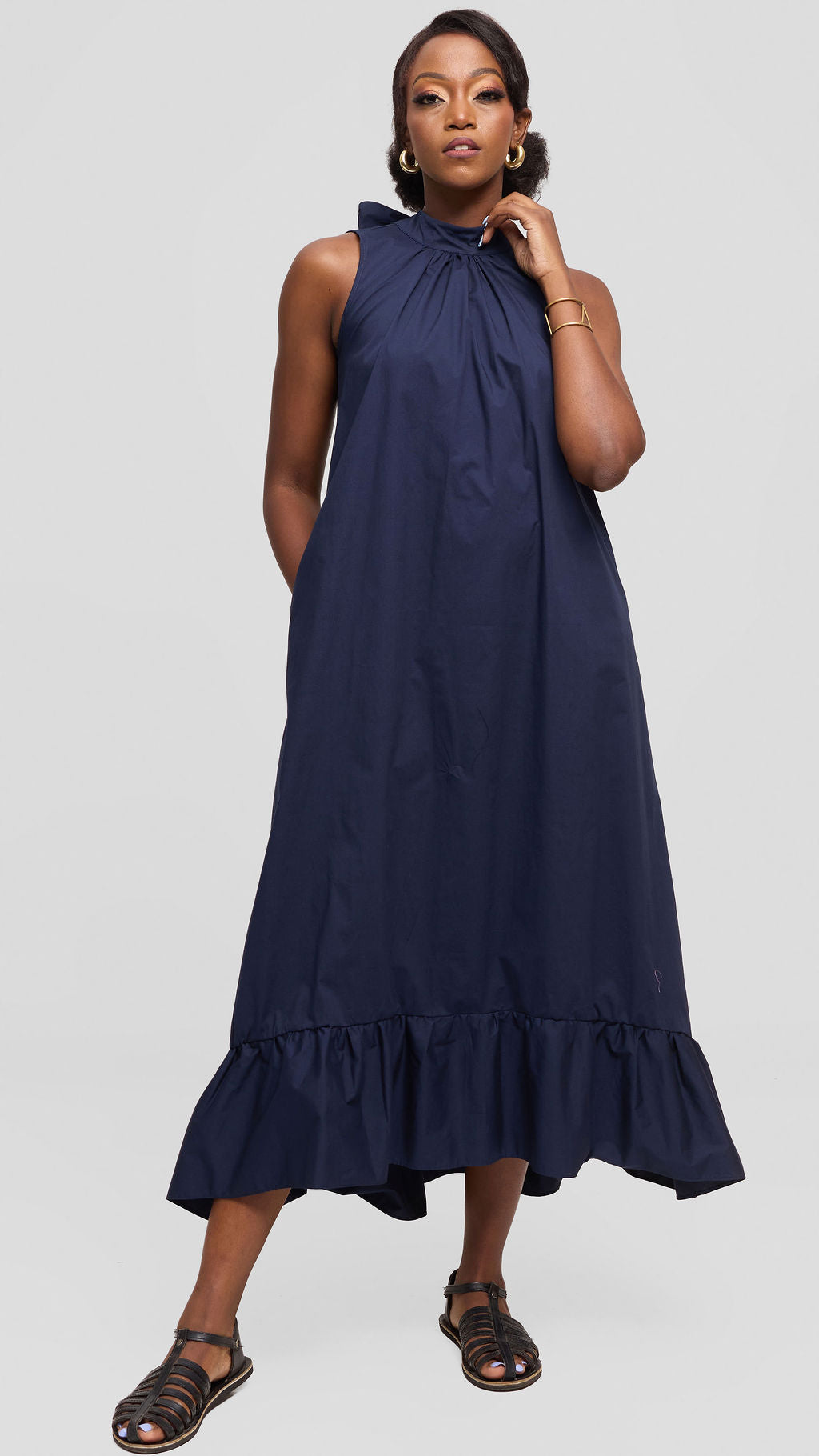 Safari by Vivo Samira Maxi Dress in Cotton - Navy