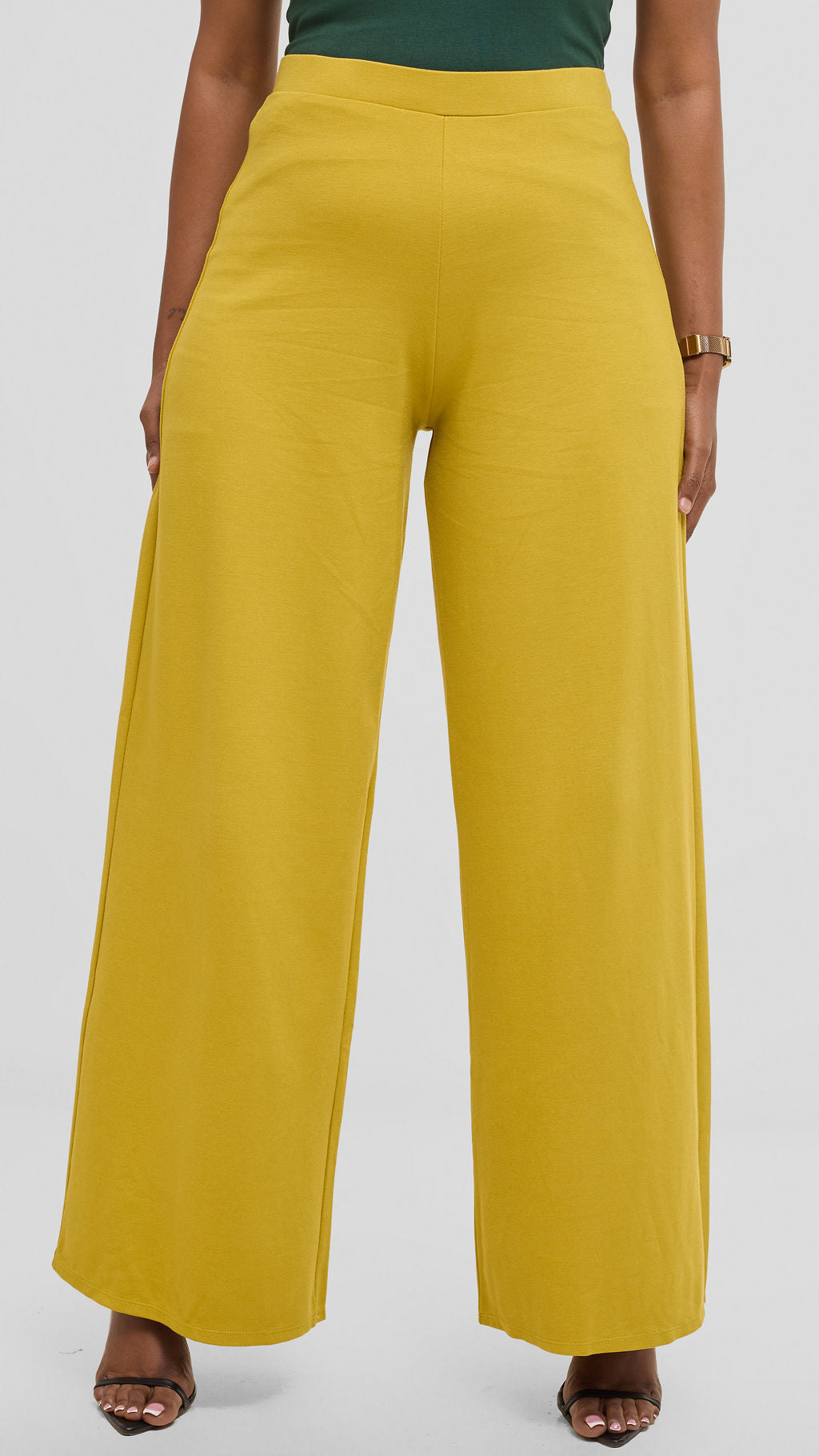 Vivo Aleri Wide Leg Pants in Ponte - Olive