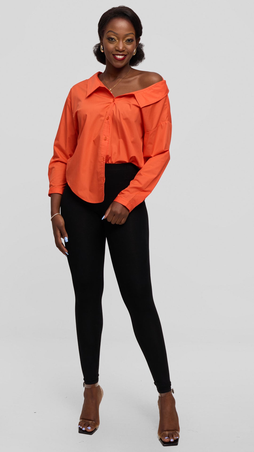 Vivo Drop Shoulder Top in Cotton - Orange