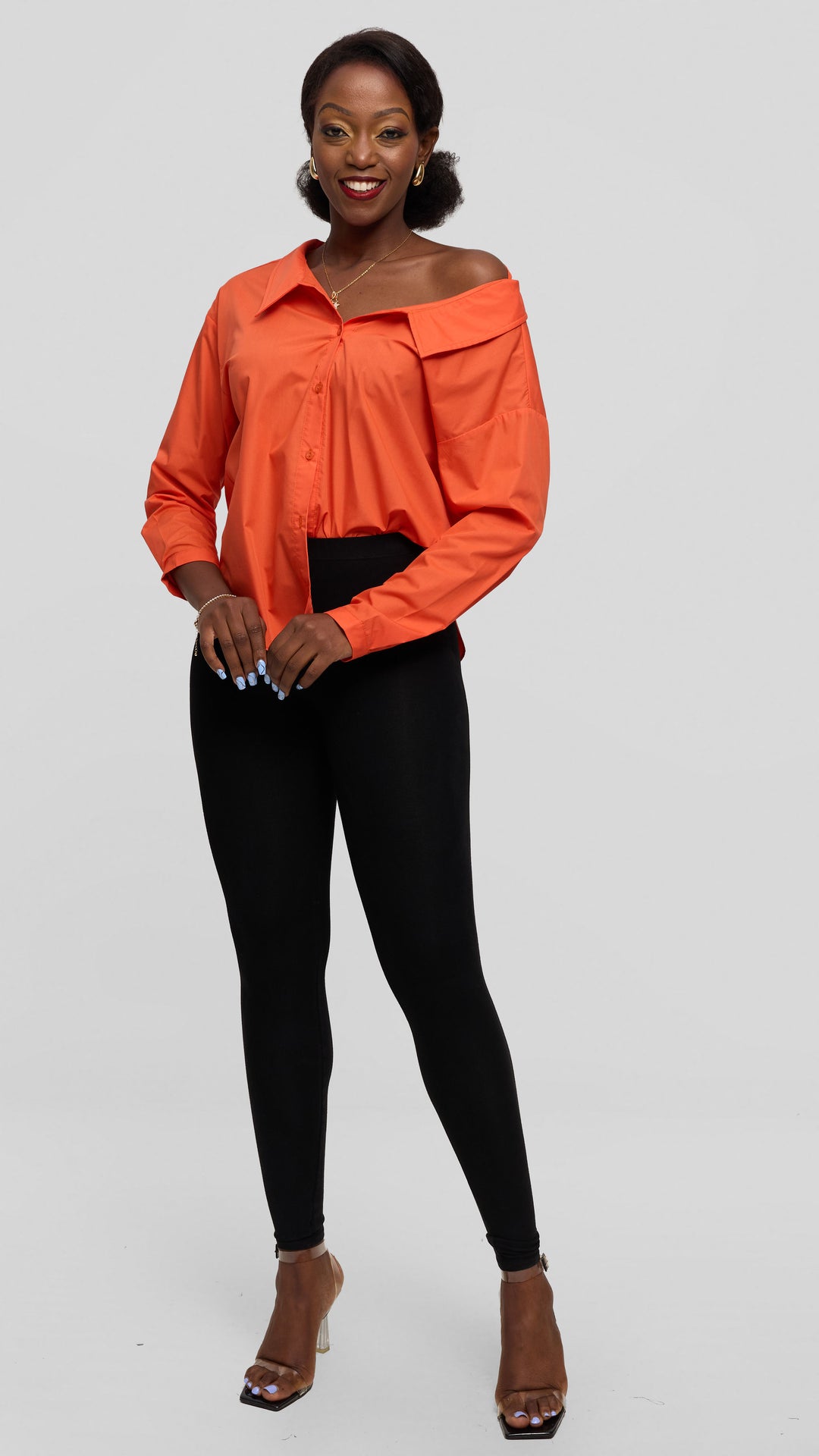 Vivo Drop Shoulder Top in Cotton - Orange