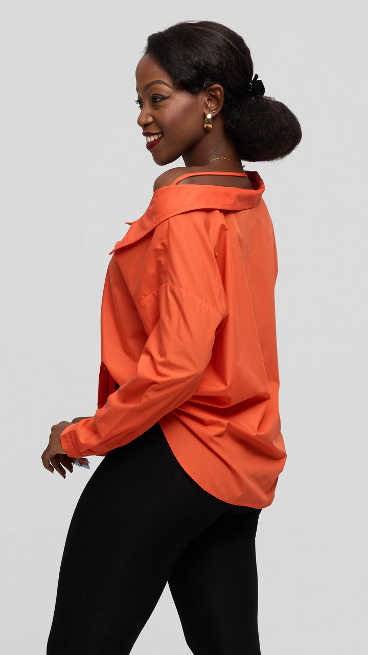 Vivo Drop Shoulder Top in Cotton - Orange