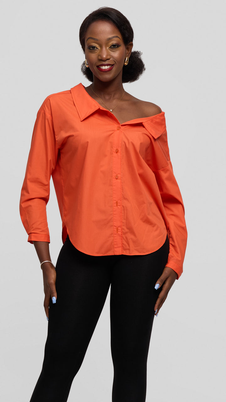 Vivo Drop Shoulder Top in Cotton - Orange