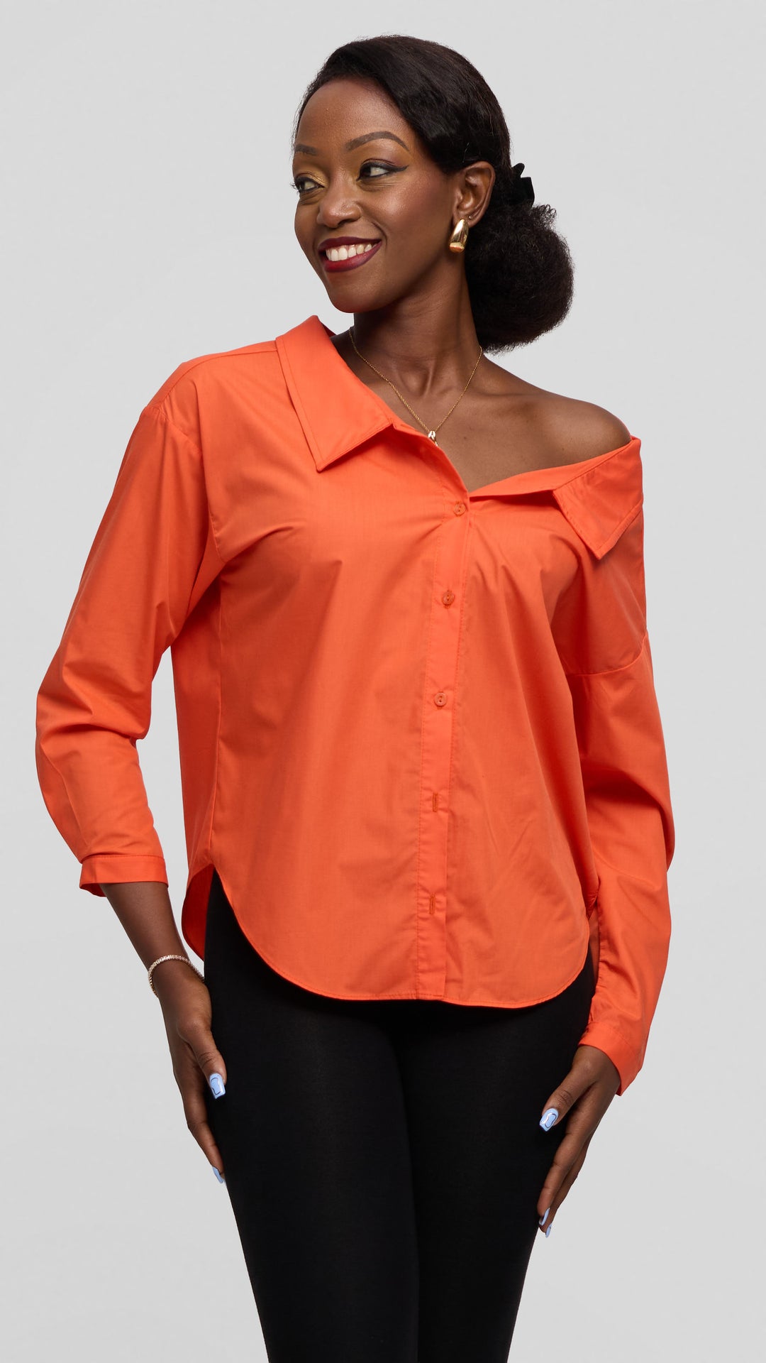 Vivo Drop Shoulder Top in Cotton - Orange