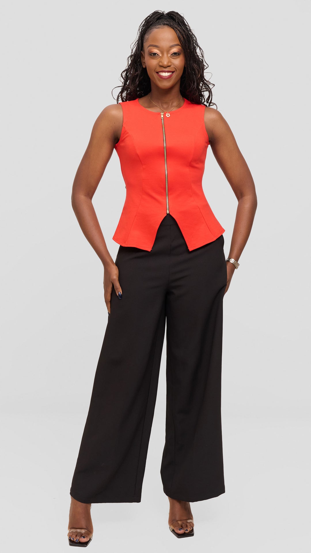 Vivo Sleeveless Vest in Ponte - Orange