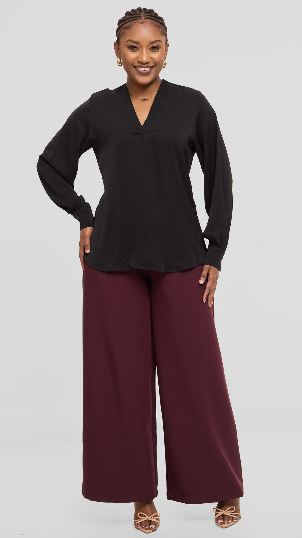 Vivo Ajani V-Neck Top - Black